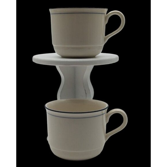 Lenox Chinastone Blue Pinstripes Coffee Mug Coffee Cups Set Of 2 EUC - Picture 3 of 8